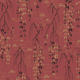 Wallpaper Willow Branches Wallpaper // Red & Black