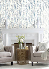 Wallpaper Willow Branches Wallpaper // White & Blue