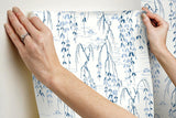 Wallpaper Willow Branches Wallpaper // White & Blue