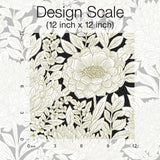 Wallpaper Wood Block Blooms Wallpaper // Black & Gold