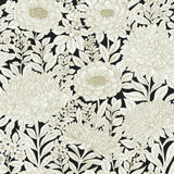 Wallpaper Wood Block Blooms Wallpaper // Black & Gold