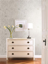 Wallpaper Wood Block Blooms Wallpaper // Cream