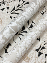 Wallpaper Wood Block Blooms Wallpaper // Cream