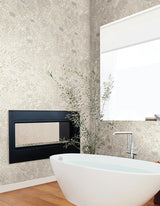 Wallpaper Wood Block Blooms Wallpaper // Taupe & Silver