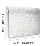 Wallpaper Wood Block Blooms Wallpaper // Taupe & Silver