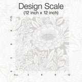 Wallpaper Wood Block Blooms Wallpaper // Taupe & Silver