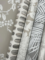 Wallpaper Wood Block Blooms Wallpaper // Taupe & Silver