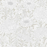 Wallpaper Wood Block Blooms Wallpaper // Taupe & Silver