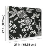 Wallpaper Wood Cut Jacobean Wallpaper // Black & White