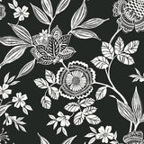 Wallpaper Wood Cut Jacobean Wallpaper // Black & White
