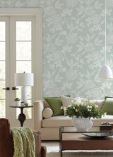 Wallpaper Wood Cut Jacobean Wallpaper // Green