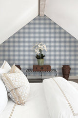 Wallpaper Woven Buffalo Check Wallpaper // Blue