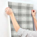 Wallpaper Woven Buffalo Check Wallpaper // Grey