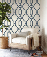 Wallpaper Woven Trellis Wallpaper // Federal Blue