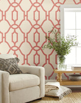 Wallpaper Woven Trellis Wallpaper // Pompian Red