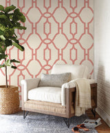 Wallpaper Woven Trellis Wallpaper // Pompian Red