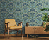 Wallpaper Yarrow Nouveau Wallpaper // Blue & Green