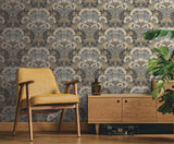 Wallpaper Yarrow Nouveau Wallpaper // Charcoal & Gold