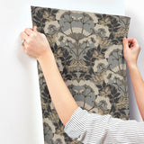 Wallpaper Yarrow Nouveau Wallpaper // Charcoal & Gold
