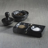 Servingware Marble Salt and Pepper Dish with Spoon // Black