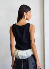 Sparkle Tweed Tank with Ruffle Detail