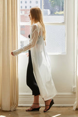 Lifestyle Tory Long Line Sheer Button Up Top