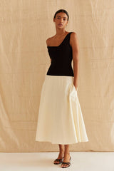 Lifestyle Samantha Contrast One Shoulder Midi Dress