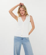 Chris Sleeveless Mother of Pearl Button Top
