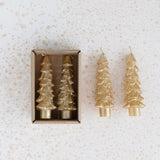 Holiday Candles Winter Tree Short Taper Candles Set // Gold