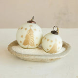 Holiday Ornaments Etched Trees & Stars Hand-Painted Glass Ball Ornament // 3"