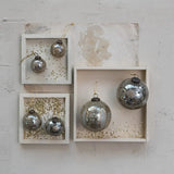 Holiday Ornaments 2" Round Etched Mercury Glass Ball Ornament // 2 Styles