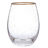 Bar & Glassware Gold Rimmed Seeded Stemless Wine Glass // Set of 2