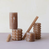 Brown Hobnail Pillar Candle // Small