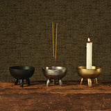 Candles & Matches Footed Taper Candle & Incense Holder in Black