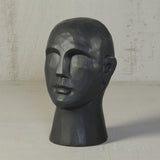 Decorative Object Modern Chiseled Ceramic Bust in Black