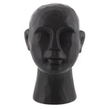 Decorative Object Modern Chiseled Ceramic Bust in Black