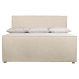 Double Welted Oatmeal Upholstered Bed
