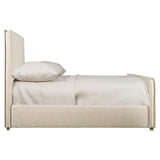 Double Welted Oatmeal Upholstered Bed
