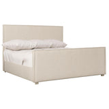 Double Welted Oatmeal Upholstered Bed