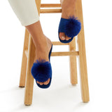 Lifestyle Cobalt Pom Pom Slides
