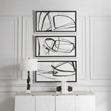 Wall Art Black & White Framed Abstract Prints - Set of 3