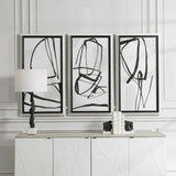 Wall Art Black & White Framed Abstract Prints - Set of 3