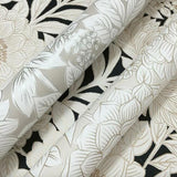 Wallpaper Wood Block Blooms Wallpaper in Black & Gold