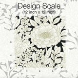 Wallpaper Wood Block Blooms Wallpaper in Black & Gold