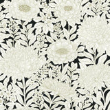Wallpaper Wood Block Blooms Wallpaper in Black & Gold