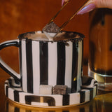  Hand Painted Ceramic Cafe Set with Saucer, 200ml: Licorice - One case (6 units $11 ea) 