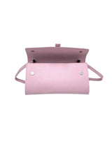 Italian Leather Clutch with Strap // Pink