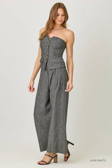  Sparkling Pinstripe Strapless Suit Top 