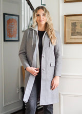Lifestyle Annika Hooded Two Button Coat // Charcoal 