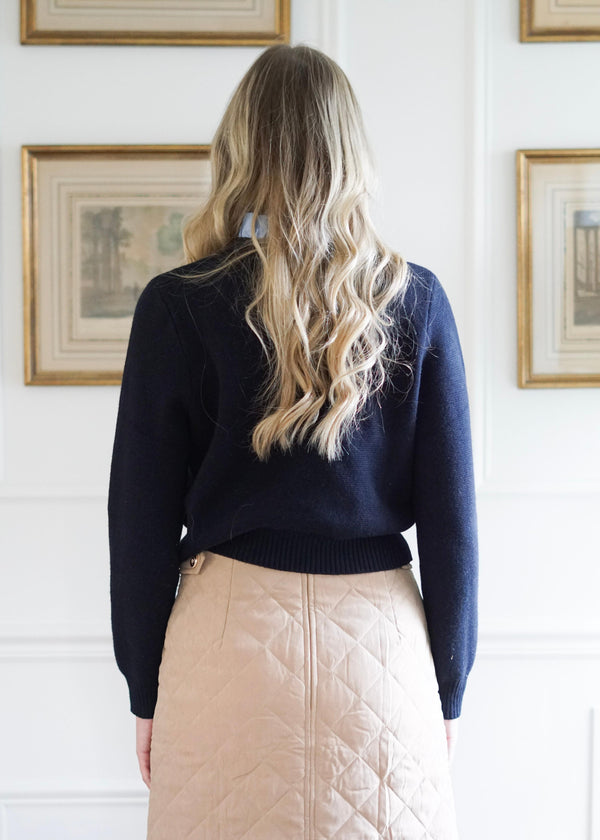  Button Down Cardigan Top with Gold Buttons // Navy 